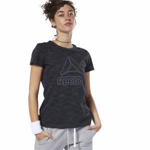 Reebok Training Essentials Logo T Shirt Damen - Schwarz - DE 124-KQM